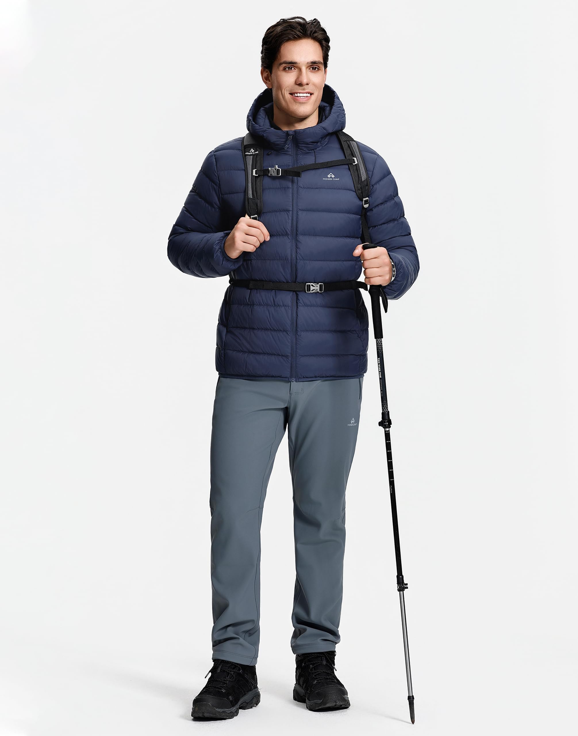Pioneer Camp Piumino invernale da uomo, 90% piumino d'anatra, 650, leggero, caldo, trapuntato, impermeabile, antivento, con cappuccio
