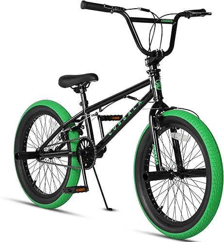 Miniatura 30 de Freestyle BMX Bike, 18 20 Inch Kids Bicycle for 5-13 Years Old Kids and Beginner Level Rider, Multiple Colors Blanco,Negro -,Negro con neumáticos