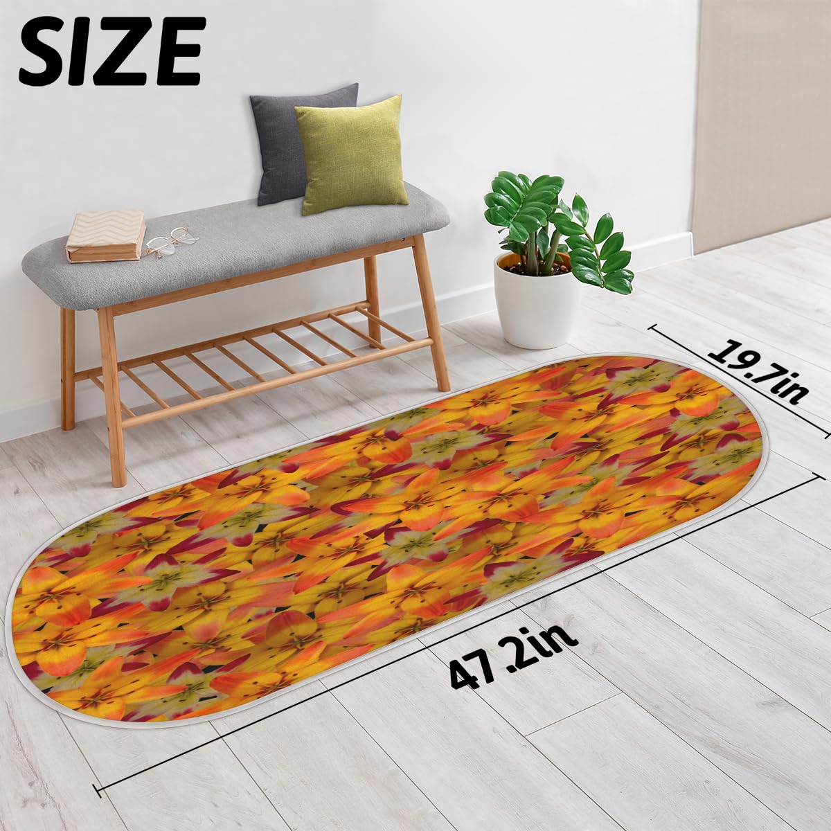 TropicalLife Dywanik w kwiaty 50 x 120 cm, nadruk kwiatowy długie włosy pogrubione dywaniki do pokoju kuchni domu łazienki wewnątrz antypoślizgowa mata podłogowa dywaniki