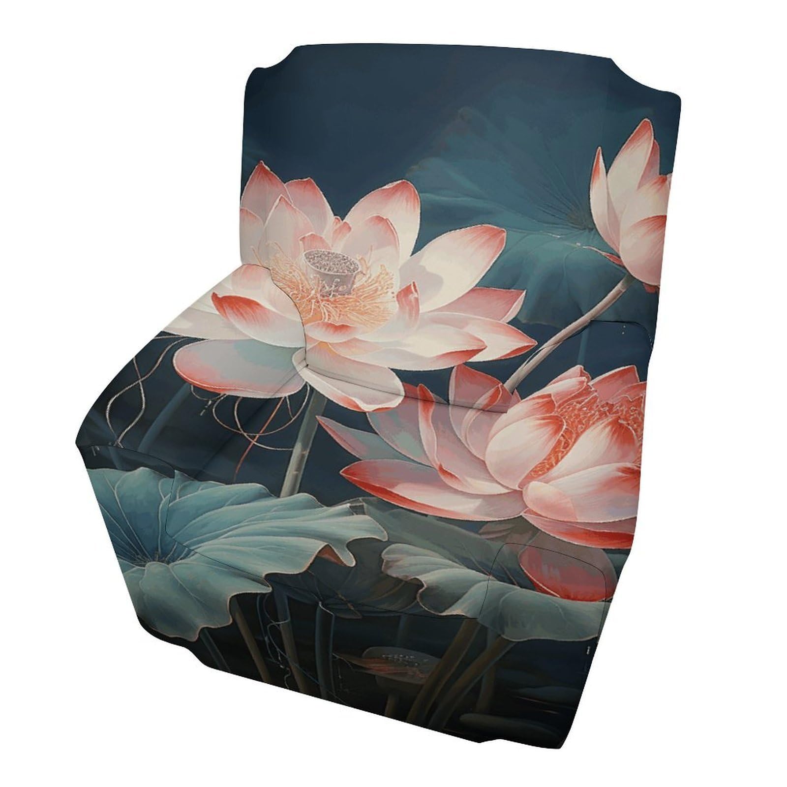 Fodpand Style Dragonfly And Lotus Sofa Cover Soft 1 Seater Sofa Slipcover For Pets Washable,Couch Cover With Elastic Straps Furniture Protector
