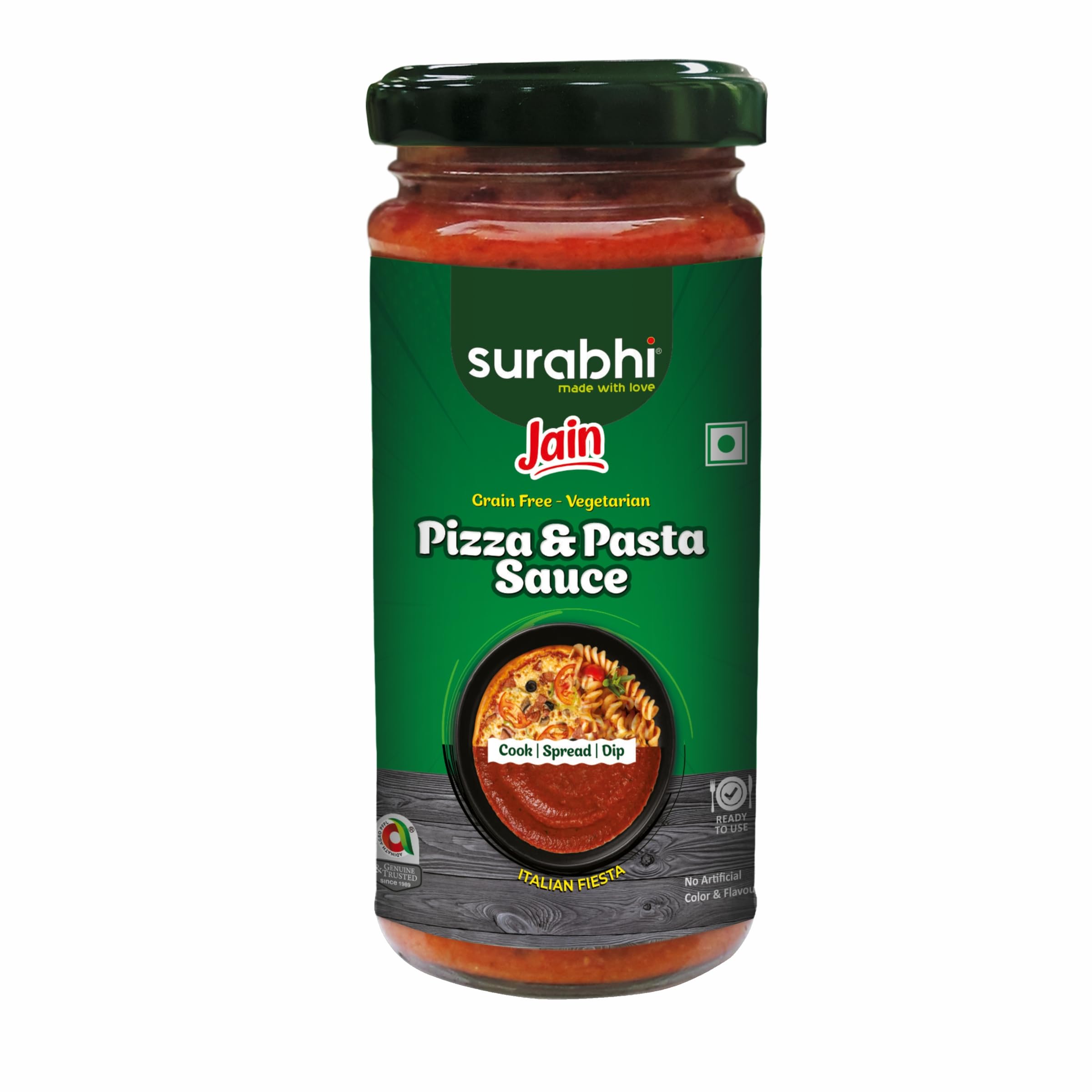 Surabhi Jain Pizza Pasta Sauce 250g Glass Bottle | Pack of 1 | No Onion No Garlic
