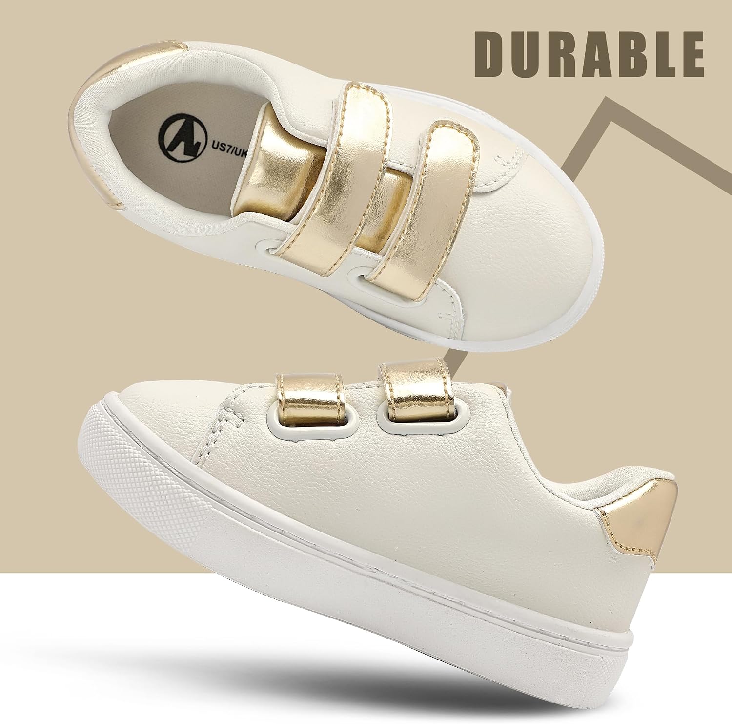 HOMEHOT Unisex-Child Sneaker Grils Boys Golden Hook and Loops Walking Shoes