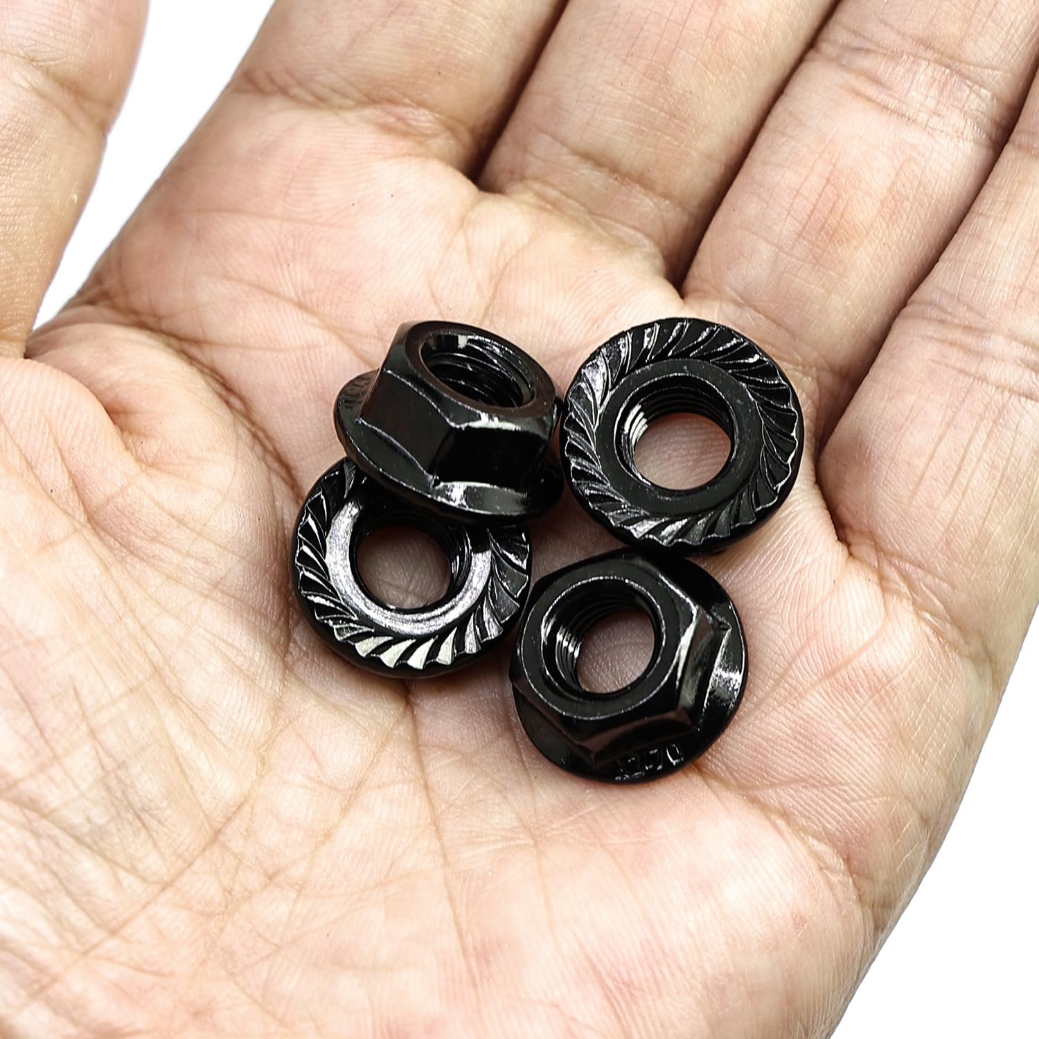 M8-1.25 Serrated Flange Hex Nuts, Hexagon Flange Nuts 304 Stainless Steel Black Oxide, Metric Hex Lock Nuts, DIN6923 (50 pcs) - Image 2