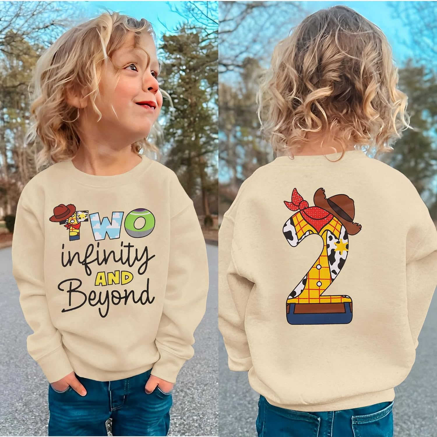 2nd Birthday Boy Sweatshirt Two Year Old Toddler Boys Second Bday Party Outfits Western Cowboy Space Cartoon Shirts - Image 4