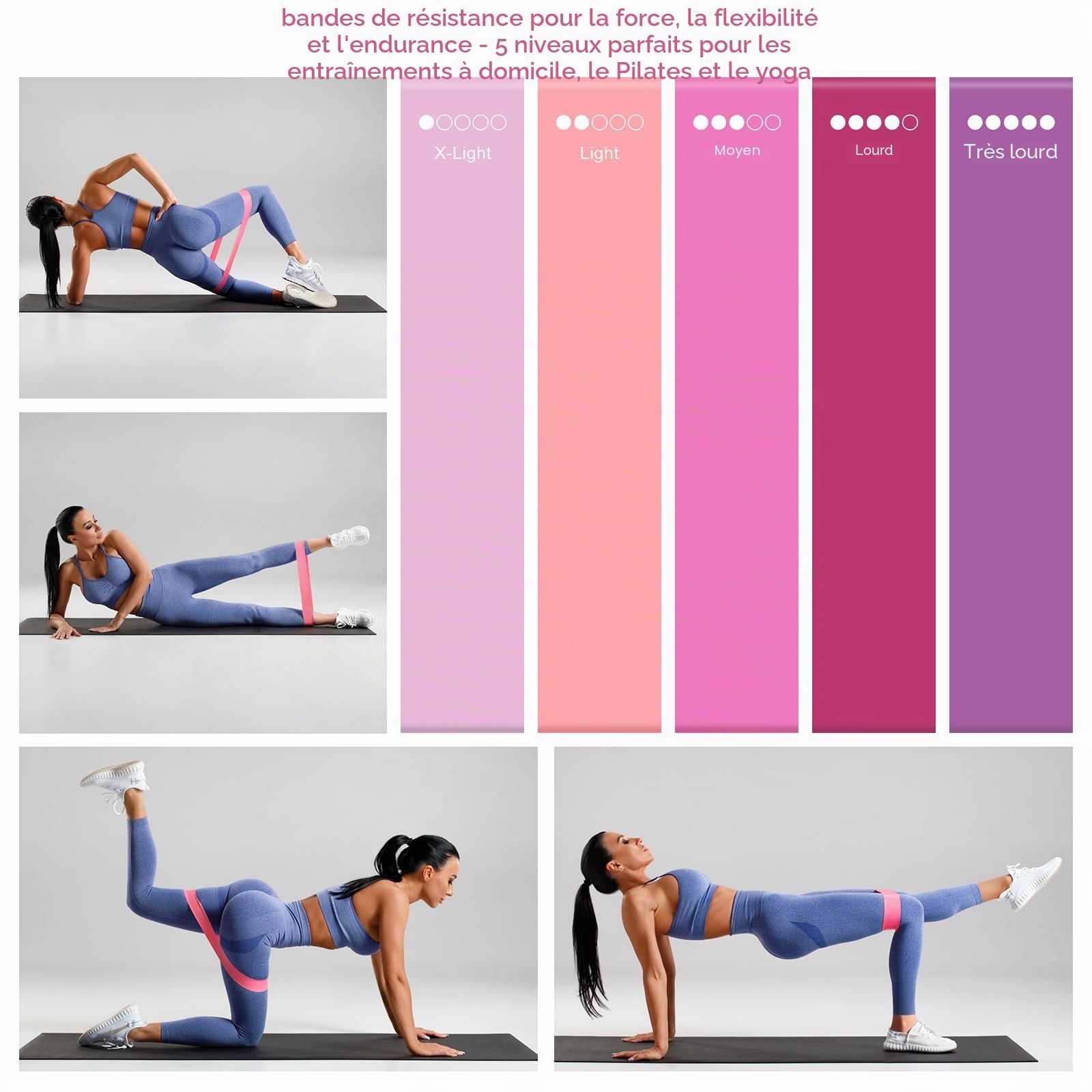 Ensemble de 18 pièces pour Pilates, anneau de Pilates, balle de yoga, bande de fitness, anneau de tension, anneau de massage et sac