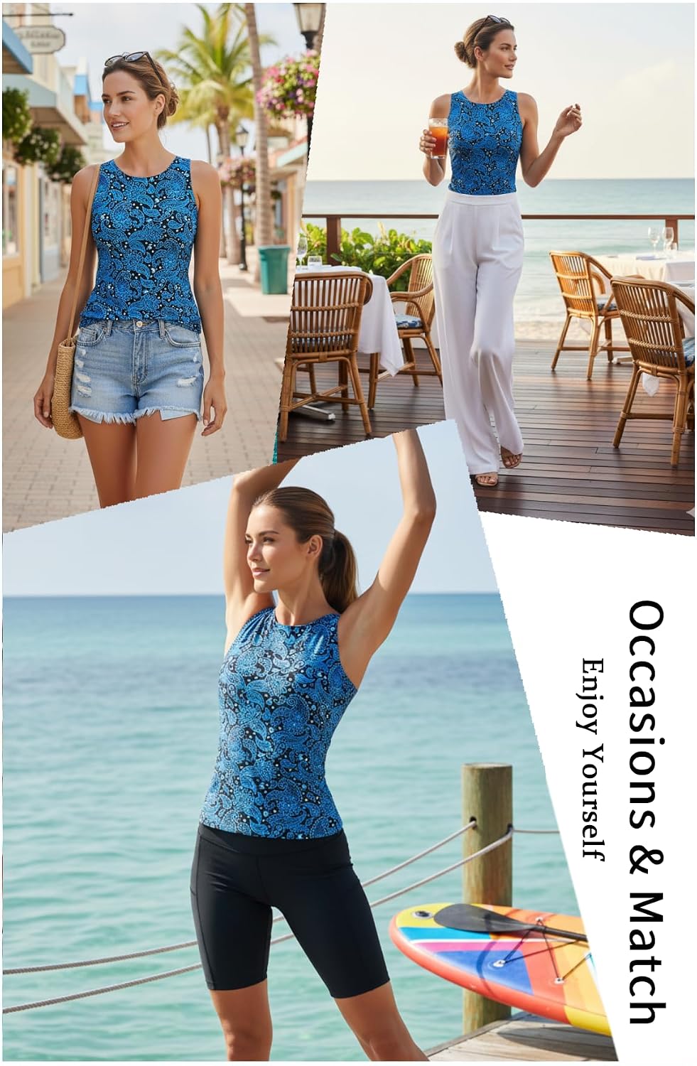 Tempt Me Women Tankini Top Only - High Neck Bathing Suit Tummy Control Swim Top 2025