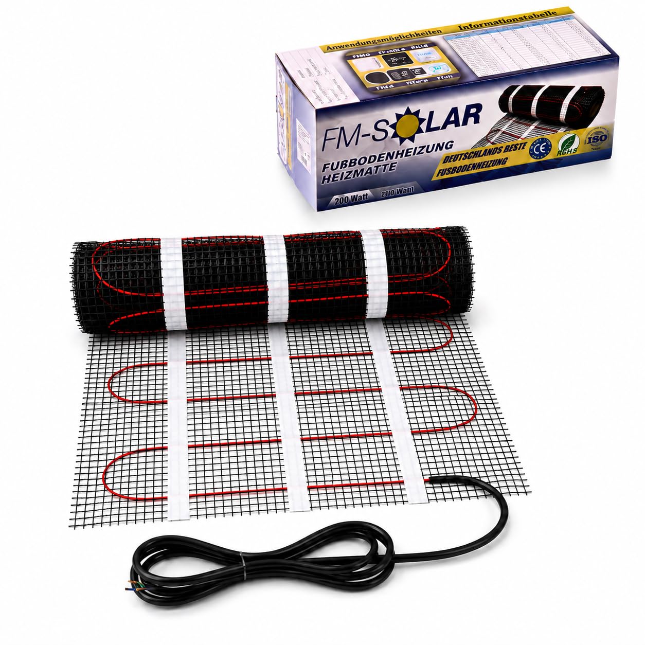 1,5m² Elektrische Fußbodenheizung 200W/m² elektro Bodenheizung TWiIN Fliese (ohne Thermostat)