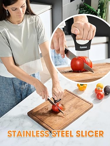 Miniatura 4 de Cortador de cebolla de acero inoxidable para cortar y almacenar cebollas, tomate, huevos, frutas y verduras, artículos esenciales para el hogar y