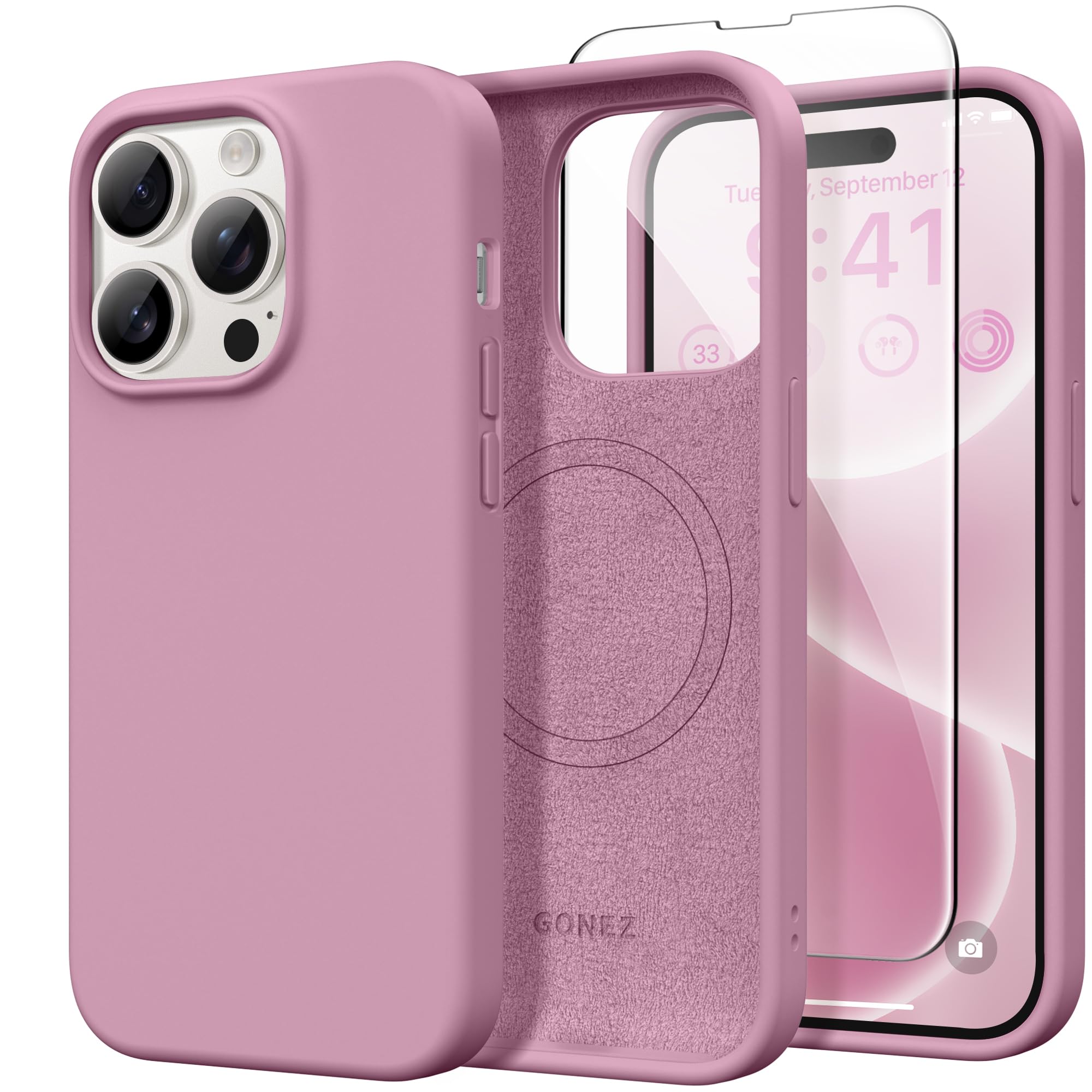 GONEZ Magnetic for iPhone 14 Pro Max Case, Silicone Cover Blackcurrant