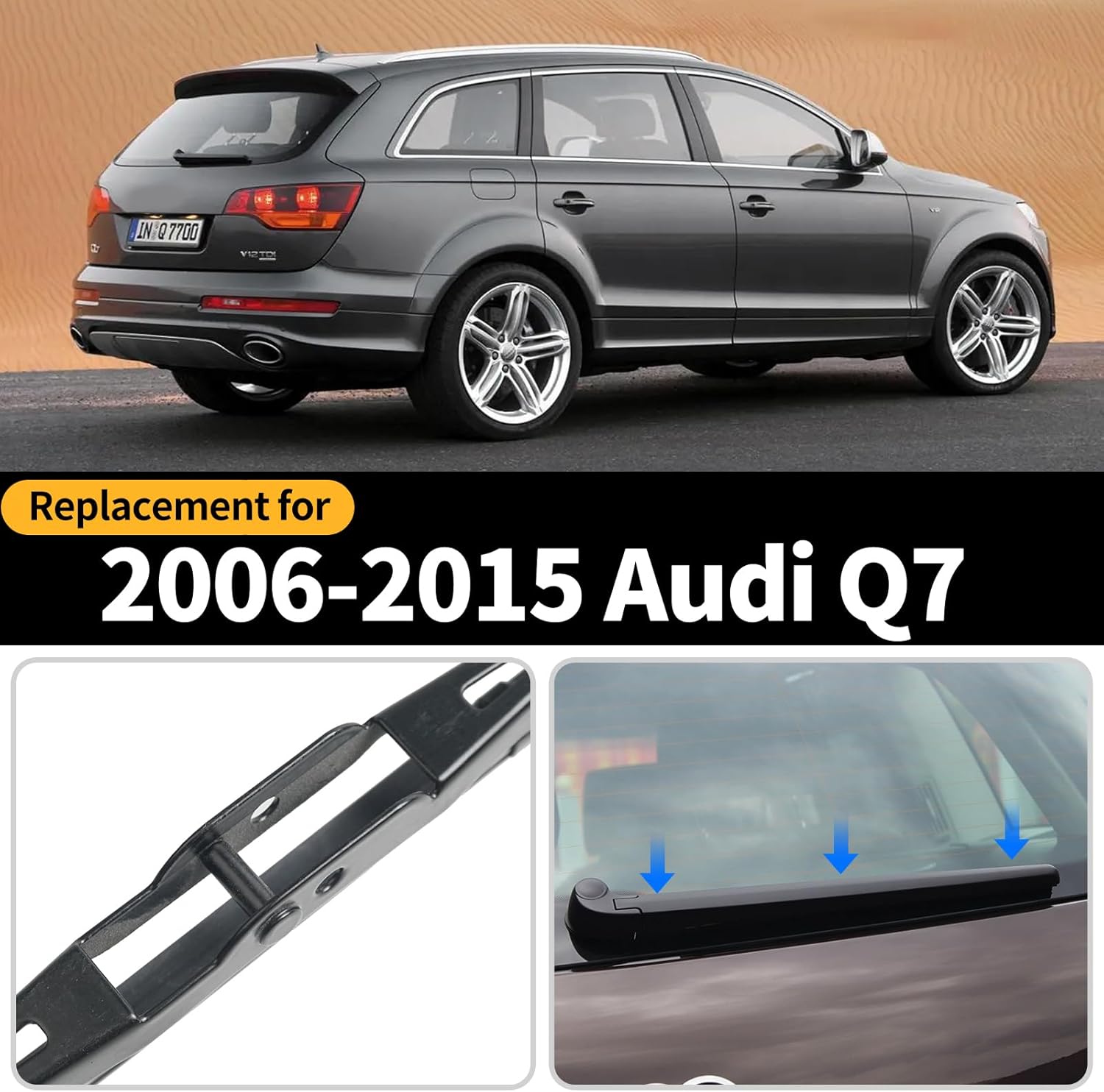 Rear Wiper Arm Blade Assembly, GARDIMU Rear Wiper Blade and Arm Assembly For Audi Q7 2006-2015