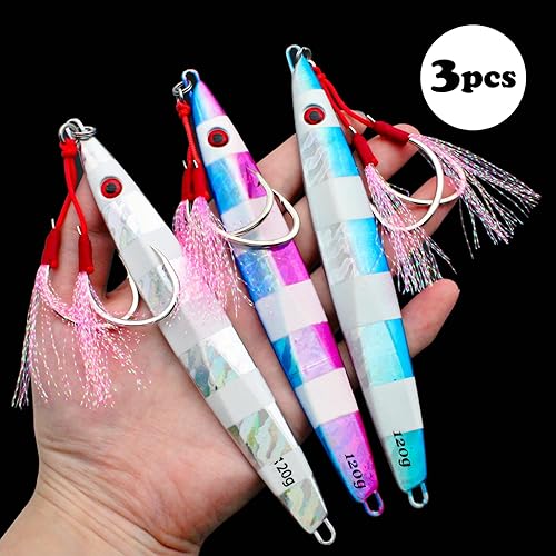 Miniatura 6 de FREGITO Plantillas de pesca verticales de agua salada, cuchara de jigging vertical, señuelos de atún de pesca, señuelos artificiales de pesca para