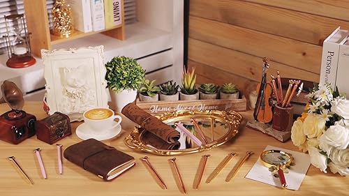 Vista 26 de Thenshop 24 bolígrafos en forma de corazón, retráctiles, de metal, lindos bolígrafos de 0.039 in de tinta negra, bolígrafos decorativos