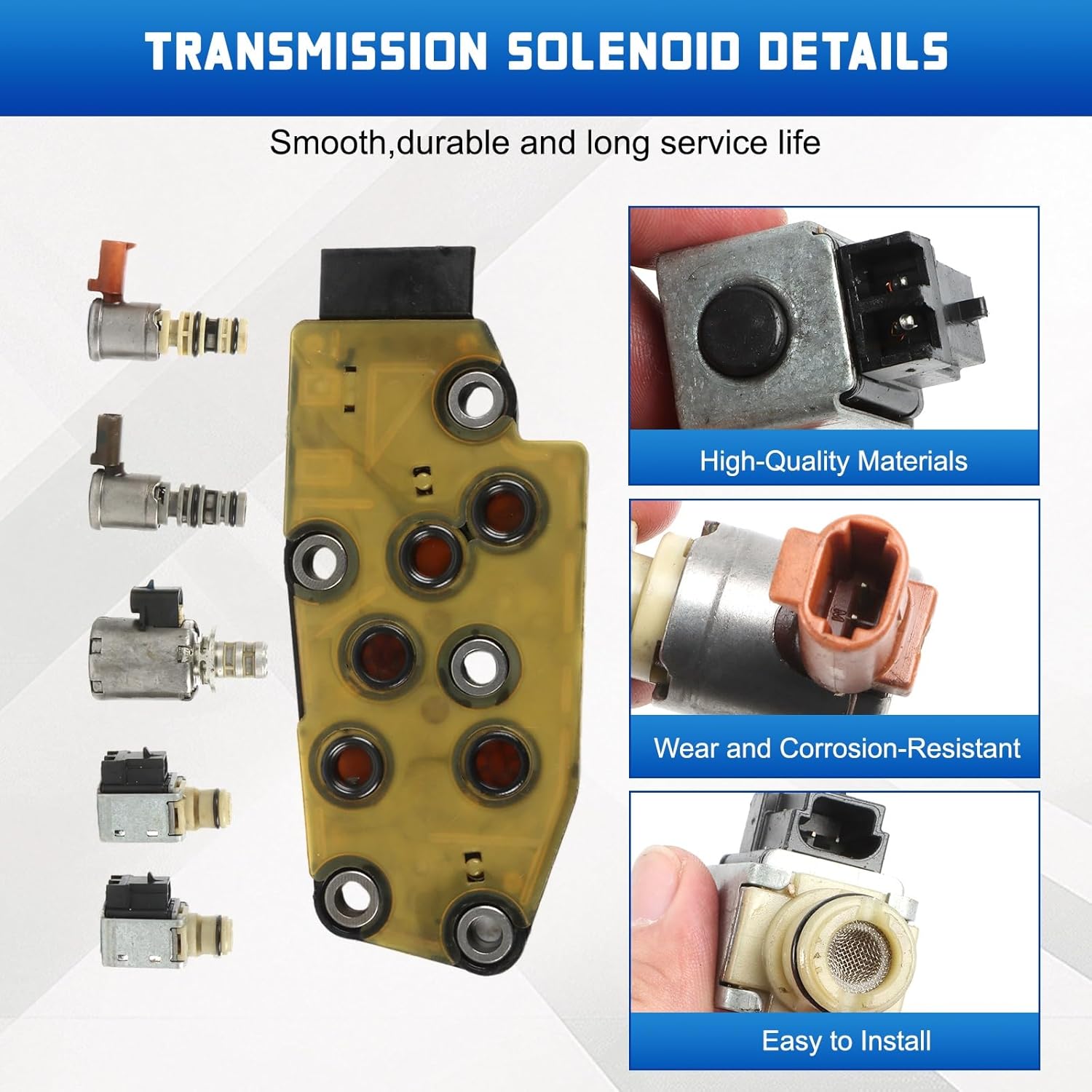 1set Transmission Solenoid Kit 4L60E 4L65E 4L70E Transmission Master Solenoid Kit EPC Shift Replacement for Chevy GMC Canyon Envoy Safari Sonoma Rainier Roadmaster Fleetwood