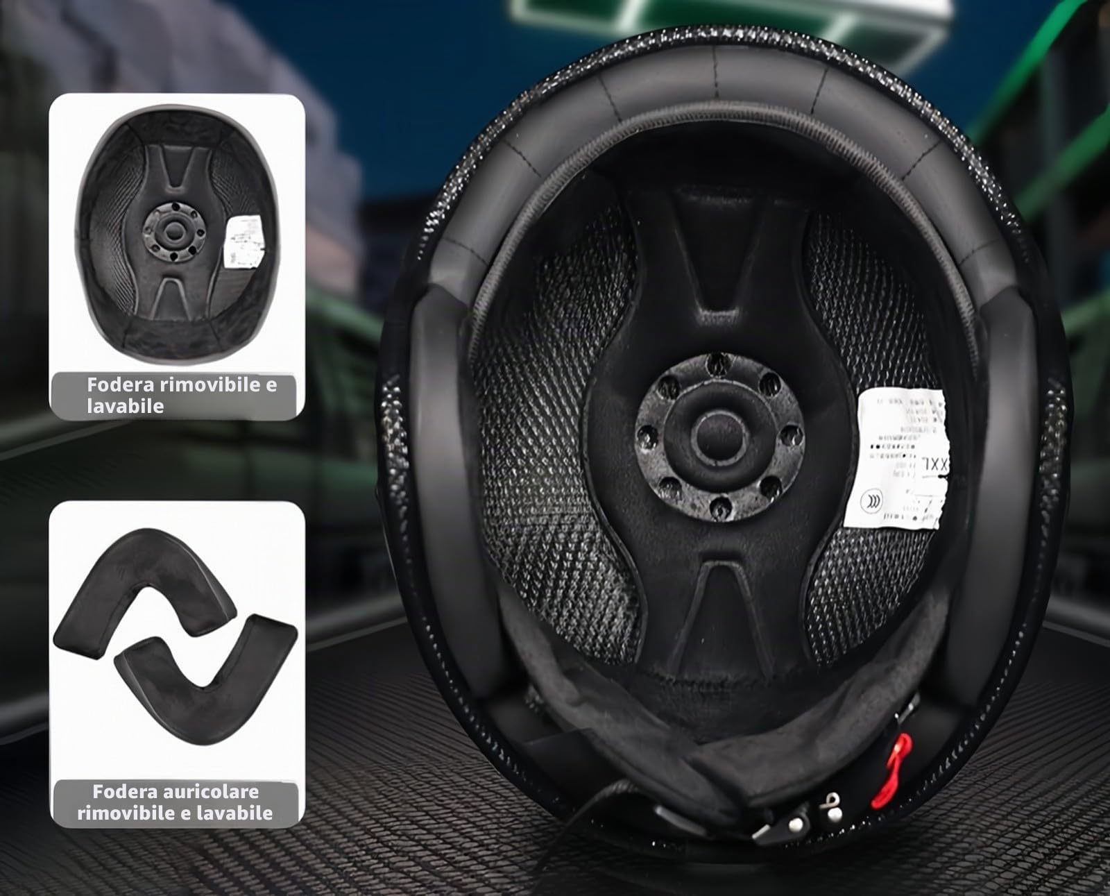 Casco Da Moto Jet Stile Vintage, Omologato ECE, In Fibra Di Carbonio, Leggero, Con Visiera Parasole E Interno Rimovibile.