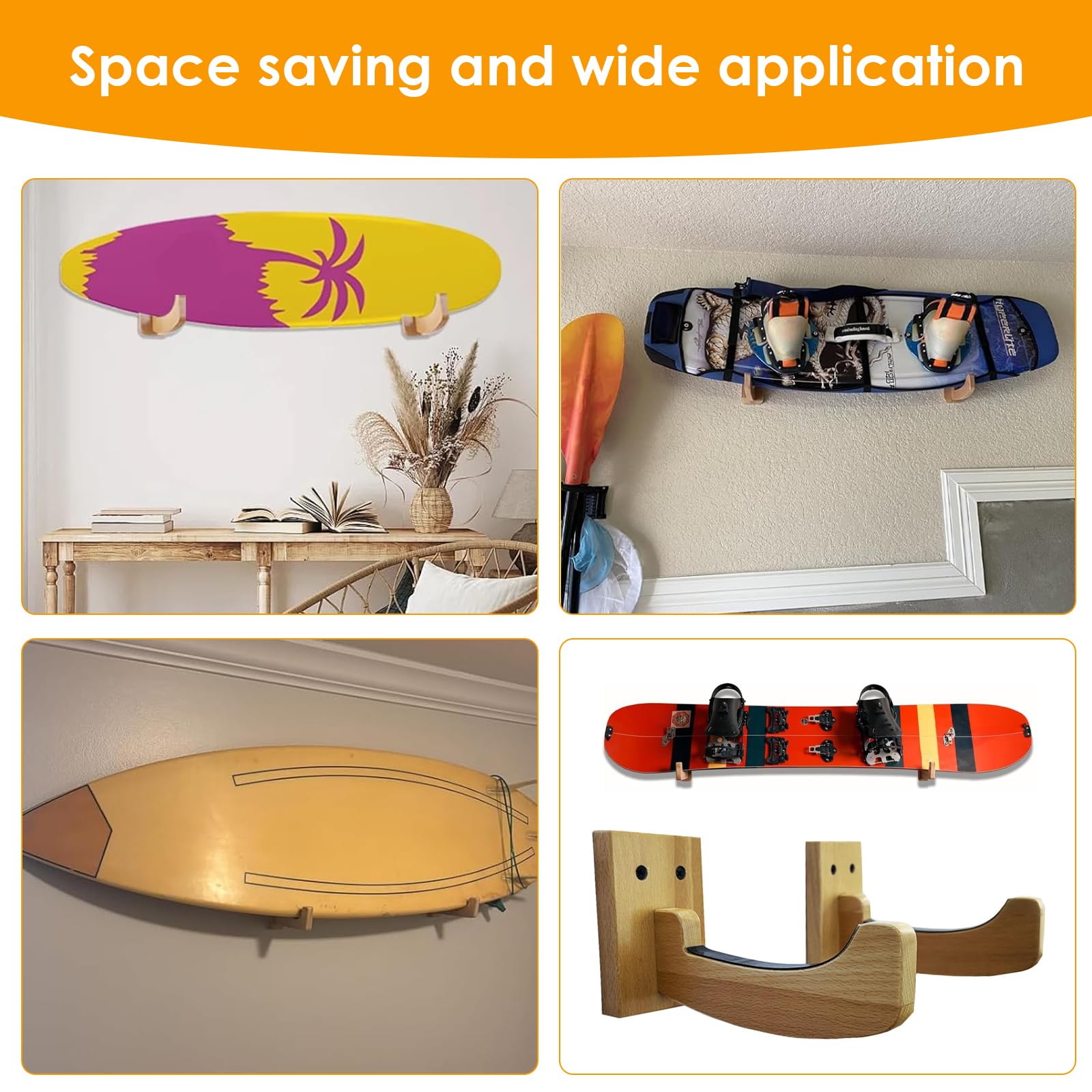 Soporte de Pared Universal para Tabla de Surf, Snowboard y Skateboard - Colgador para Tablas Largas y Cortas