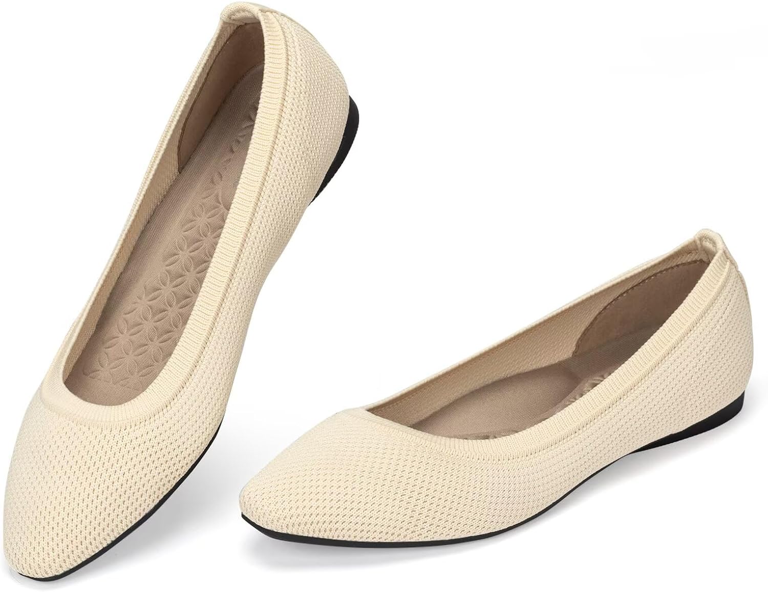 FRANK MULLY Women's Knit Ballet Flat Foldable Squared Toe Shoes Slip-On Dressy Flats Shoes Casual Business Work Office - Image 2