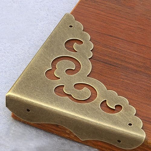Miniatura 6 de 4 protectores de esquina de metal para muebles, protectores decorativos de esquina con clavos de montaje, estilo retro, protectores de seguridad de
