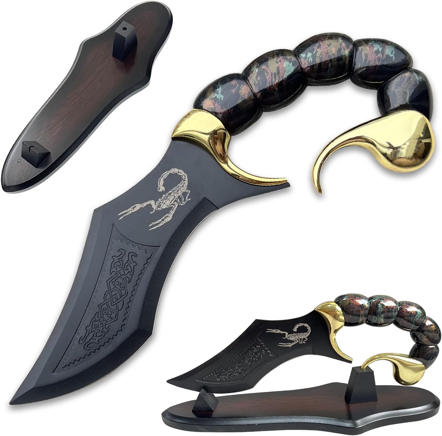 13" Fantasy Scorpion Style Sword Stainless Steel Blade with Display Stand, for Collecting,Home Decor,Display, and Gifting