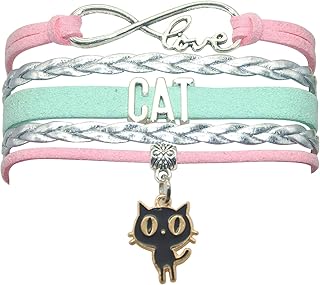 Cat Bracelet Jewelry - Leather Infinity Love Cat Gifts Cat Jewelry Bracelet Gifts For Women, Girls, Men, Boys, Cat Lover, Cat Owner, Cat Themed Gifts