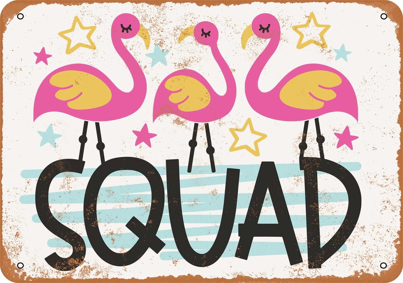 Miaomansenstore Metal Sign - Flamingo Squad - Vintage Look Home Decor