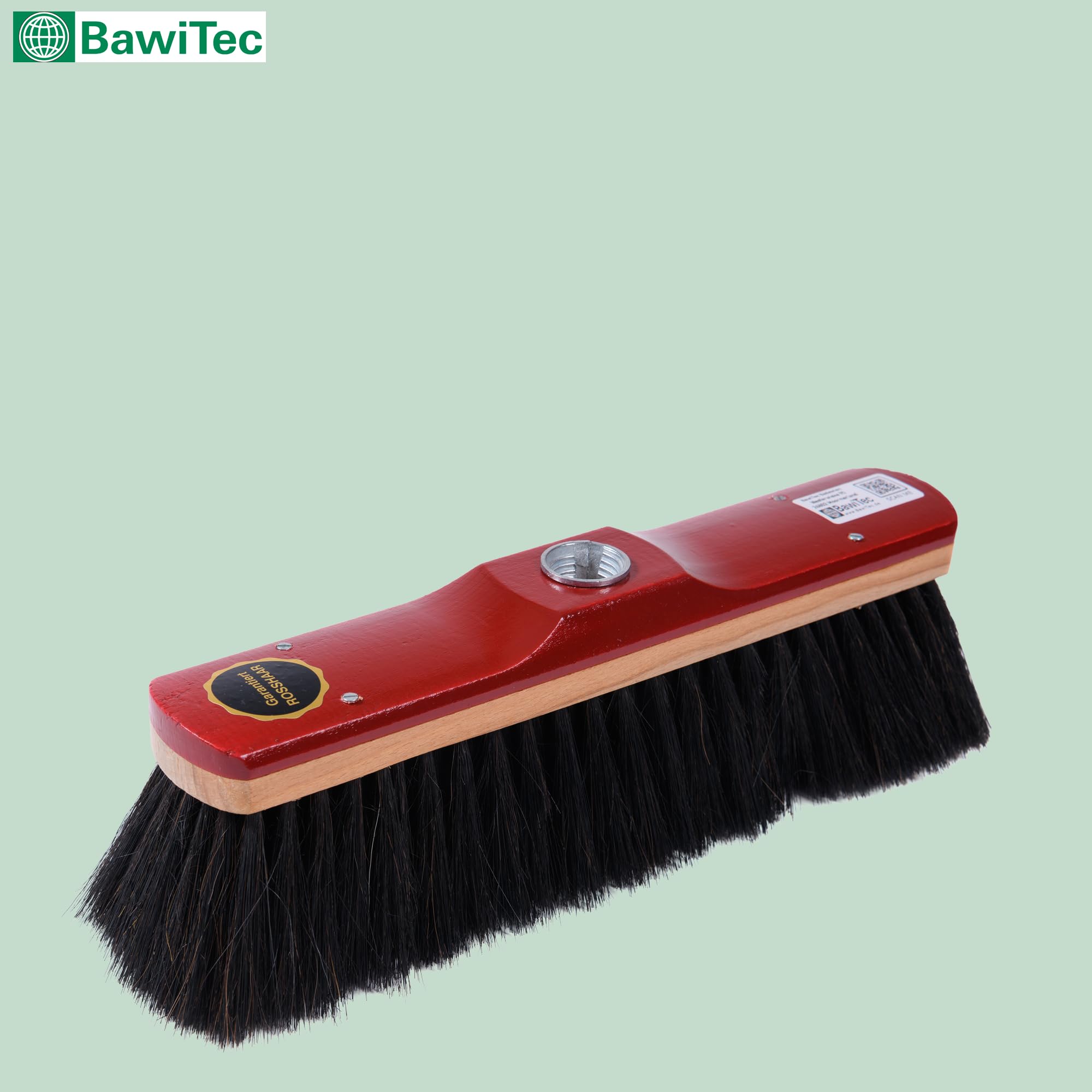 BawiTec Rosshaarbesen, Hochwertiger Zimmerbesen, 30cm Breit/Lang, lackiert, mit Metall-Gewindeeinsatz, Stubenbesen Besen, feine weiche Echthaar Borsten, Haushaltsbesen, Küche Haus Hobby Gastro