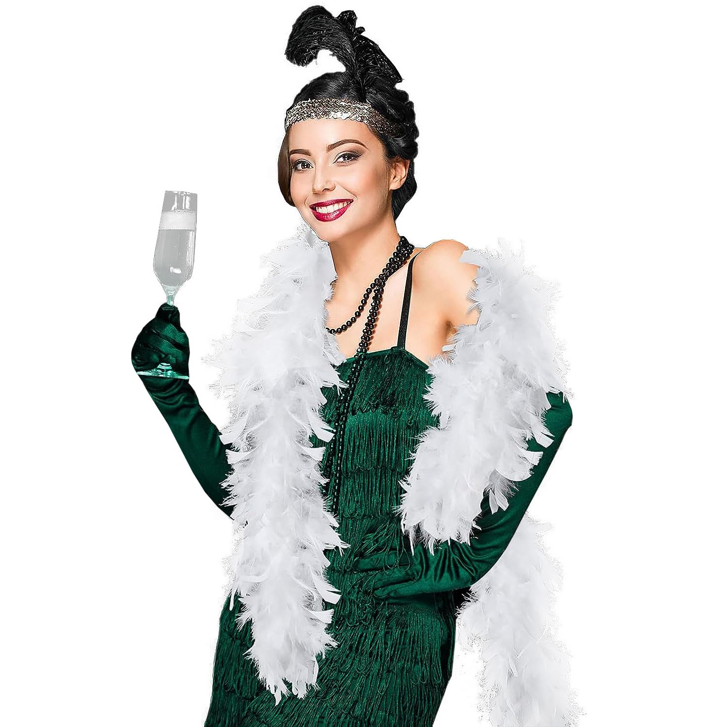 The Fancy Dress Womens Feather Boas - 60G Thick Hen Night Flapper Accessory For Wedding Christmas Concert UK (White) — image 1