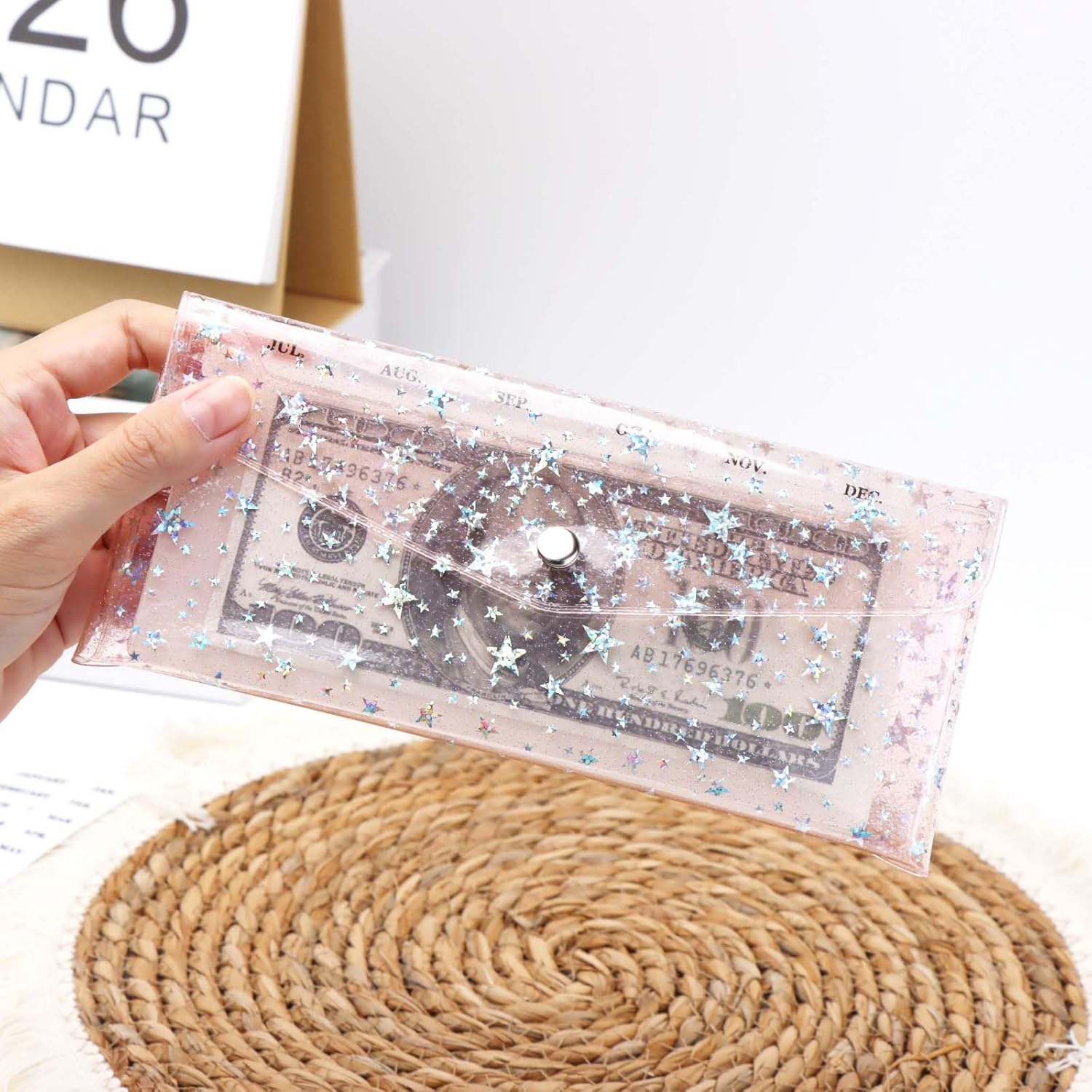 Shimmer & Organize: Mogoostry Pink Glitter Cash Envelopes Wallet Review