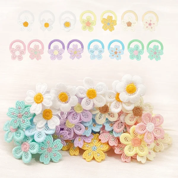 JOYOYO 30PCS 1.25 Inch Baby Girls Hair Ties with Flower,Soft Elastics Ponytail Holders Hair Accessories for Infants Toddlers Baby Girls