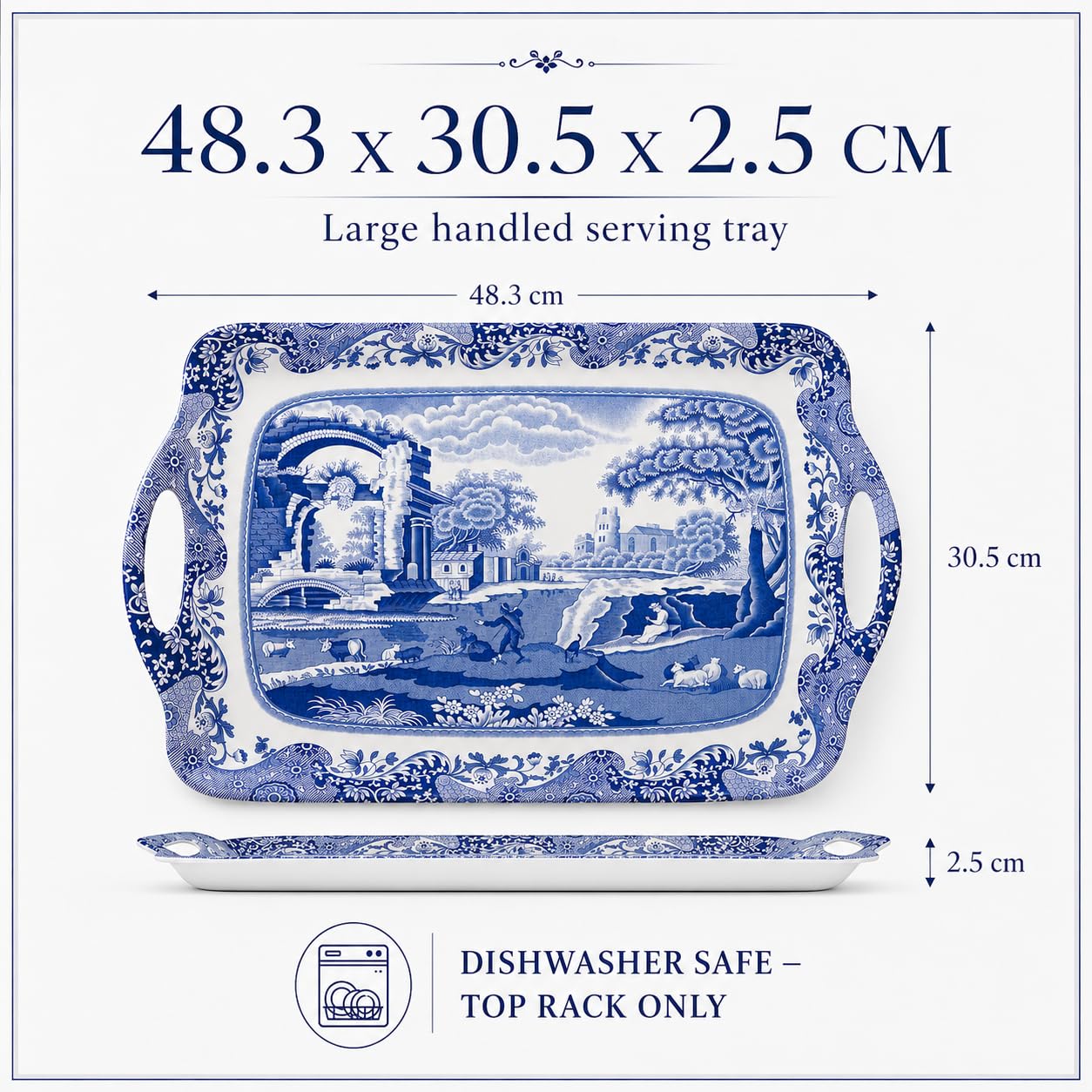 Amazon.com: Pimpernel | Large Tray with Handle | Spode Blue
