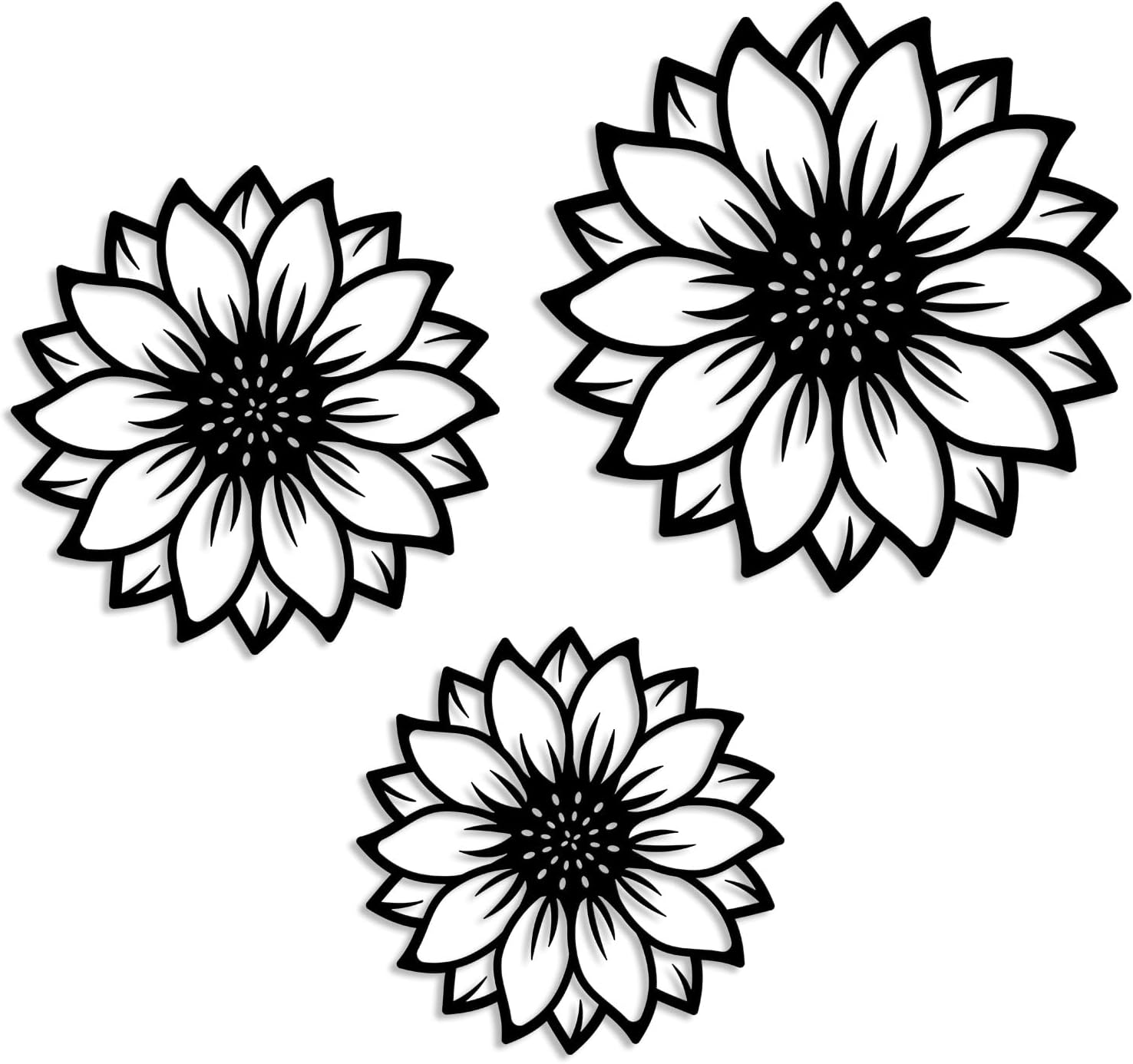 Vineland Metal Sunflower Wall Art, Set of 3 Black Minimalist Floral Decor, Rustic Farmhouse Farmhouse Decoration for Living room Bathroom Bedroom Dining Room - Housewarming Gifts