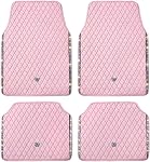 Tapis universels antidérapants, 4PCS Modèle de diamant complet PVC Tapis de sol pour SUV Camion berline, étanche Accessoires d'intérieur tout temps(Pink)