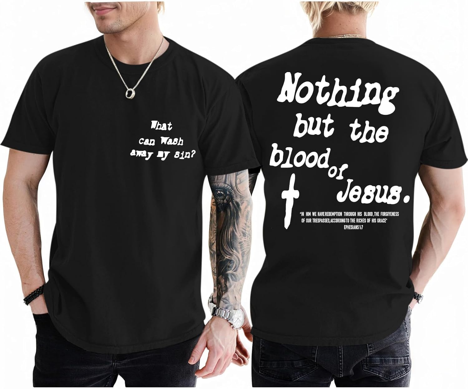 Christian Shirts for Men Religious Faith Bible Verse T Shirt Jesus God Inspirational T-Shirt Cross Graphic Tee Top