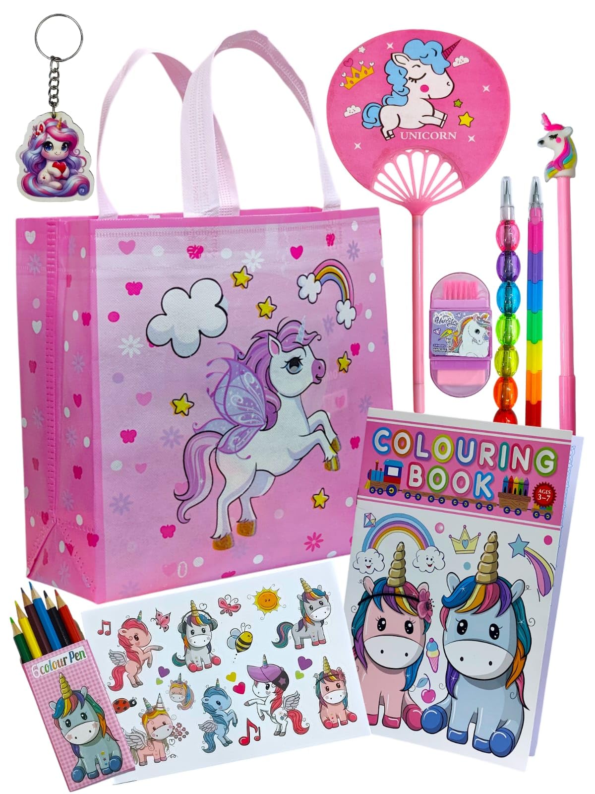 AMANVANI Unicorn Stationery Set - 10 Piece Kit for Girls, Birthday & Diwali Gift