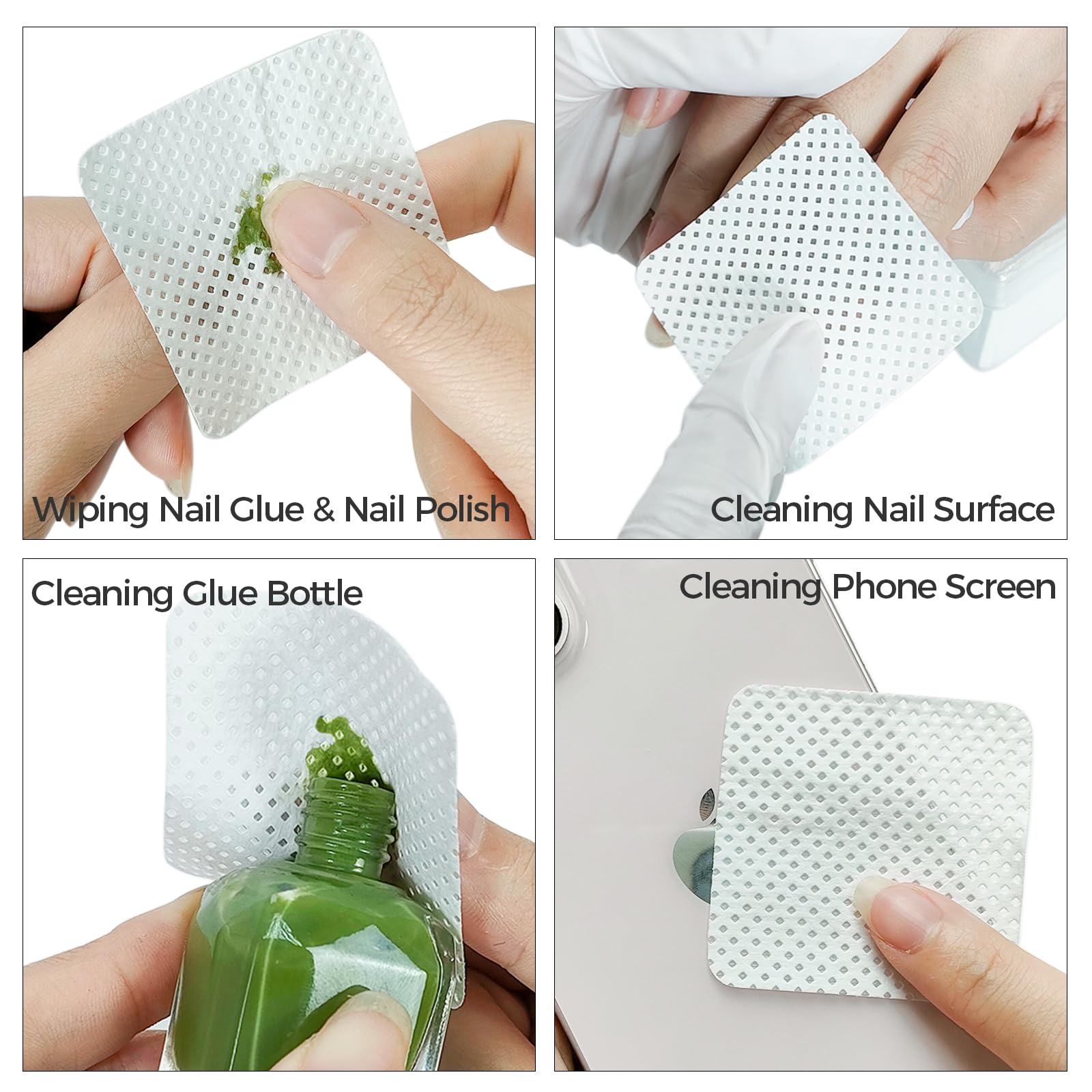 1100 toallitas de uñas sin pelusa con paquete de estuche, almohadillas suaves no tejidas para quitar esmalte de uñas, toallitas sin pelusa para uñas de gel, suministros de arte de uñas de bricolaje 5