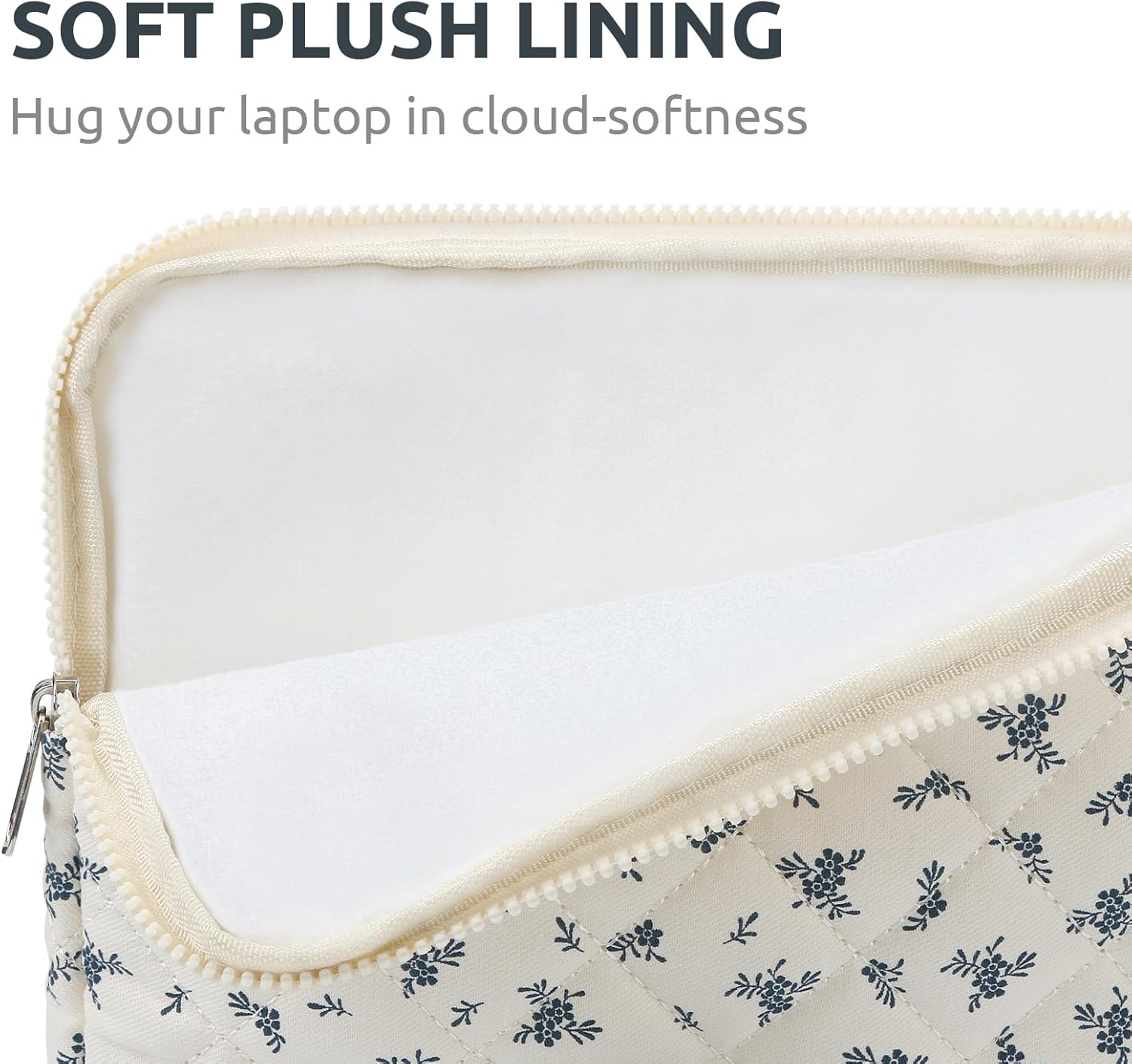 Puffy Laptop Sleeve 13-15.6 Inch Cute Quilted Laptop Protective Case Padded Floral Computer Sleeve for MacBook (A-Light Blue, 13 Inch) - Image 4