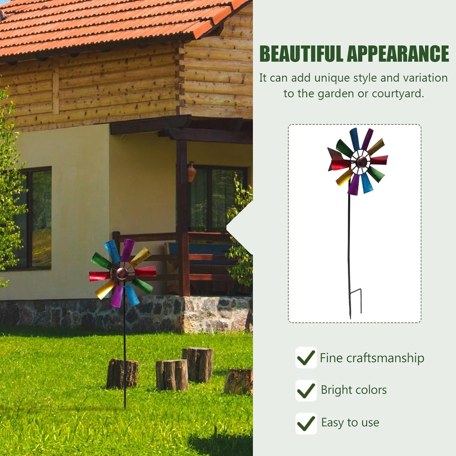 Bird Spinners Colorful Windmill Shape - 29inch Height Cute Wind Spinner - Metal Wind Spinner Whirlygigs Wind Spinners for Yard and Garden, Lawn for House