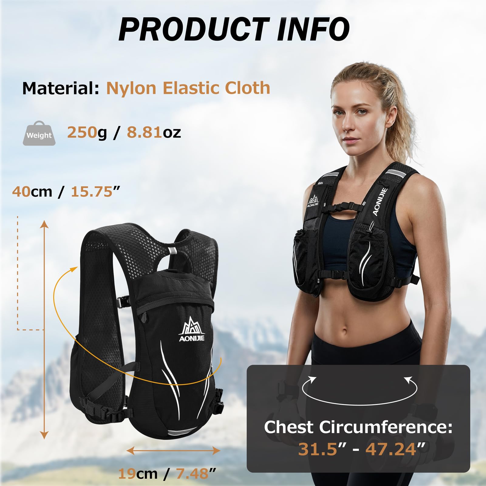 Azarxis Mochila de hidratación de 5 L 5.5 L para correr, mochila ligera ajustable para hombres y mujeres, ciclismo al aire libre, carrera, maratón, senderismo, ciclismo (gris,mochila de 5.5 L)