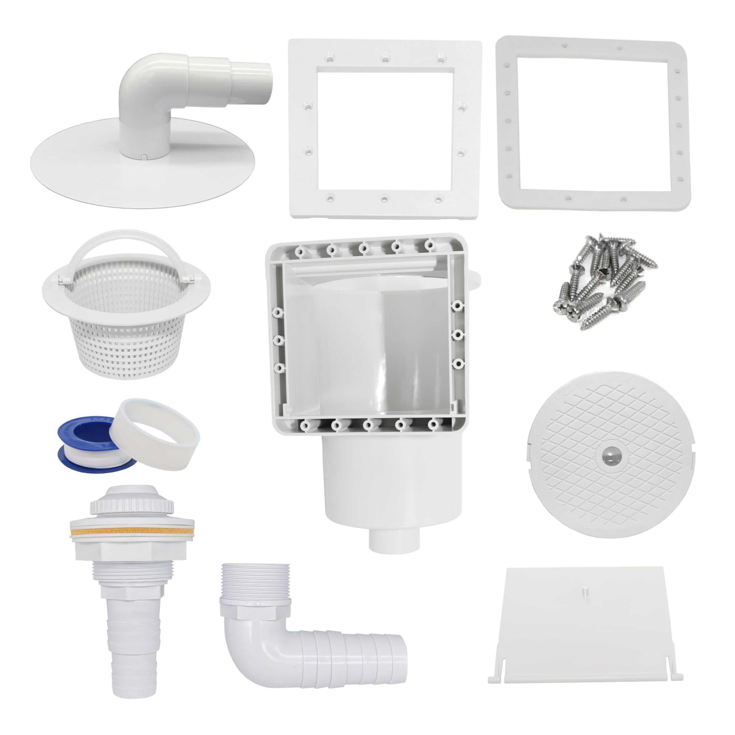 HAF® Juego completo de skimmer empotrable para la piscina, incluye boquilla de entrada, junta, conexión de manguera de 32/38 mm, cierre de invierno y otros accesorios. Calidad: fabricado en Europa