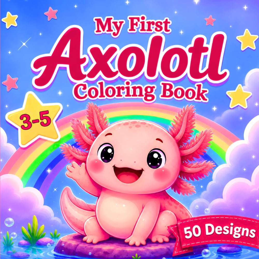My First Axolotl Coloring Book: Bold and Easy Coloring Pages for Toddlers and Kids Ages 3–5 | Cute Simple Axolotls with Big Shapes for Little Hands