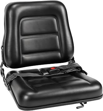 Universal Tractor Seats, Foldable Forklift Seat, Waterproof with Adjustable Angle Back, Safety Belt and Slide Rail for Tractors, Skid Loader, Telehandler, Excavator, Digger, Mower Dumper