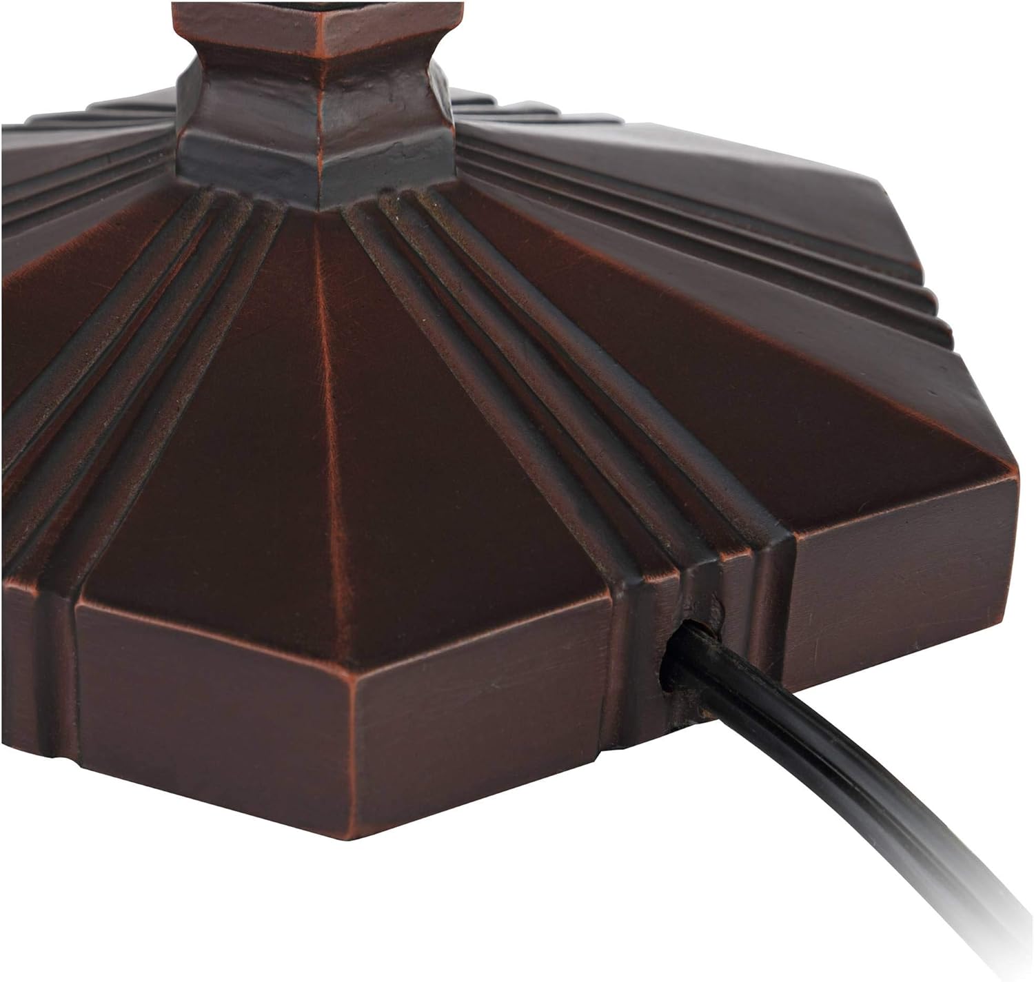 Robert Louis Tiffany Landford Traditional Mission Tiffany Style Accent Table Lamp 22.5" High Bronze Brown Metal Antique Glass Art Shade Cottage Core Decor for Living Room Bedroom House Nightstand