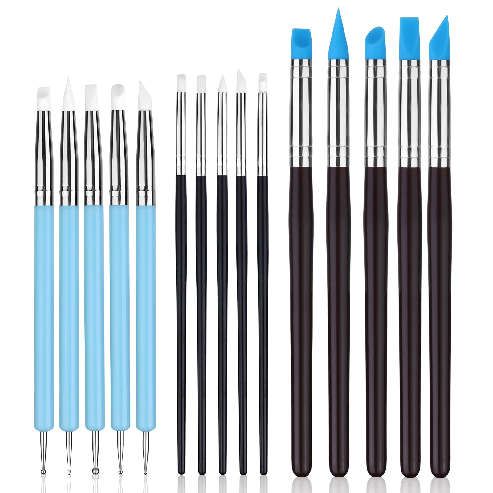 Silicone Sculpting Tools, Pottery Tools, Clay Tools, Clay Sculpting Tools, Clay Tools Sculpting with 15 PCS Modeling Dotting Tool, Embossing Tool for Modeling, Nail, Painting