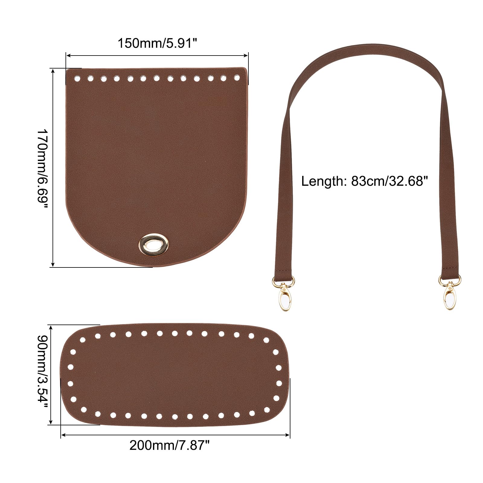uxcell Leather Bag Backpack Making Set, 5Pcs Leather Purse Making Kit with Bag Bottom, Shoulder Strap, Flap Cover - Image 2