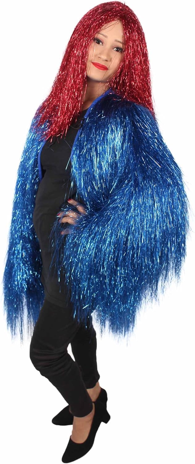 Unisex Thin Metallic Tinsel Foil Jacket - Extra Dense Shiny Glitter Costumes | Loose Fit Festival Fun Rave Dress - Image 6