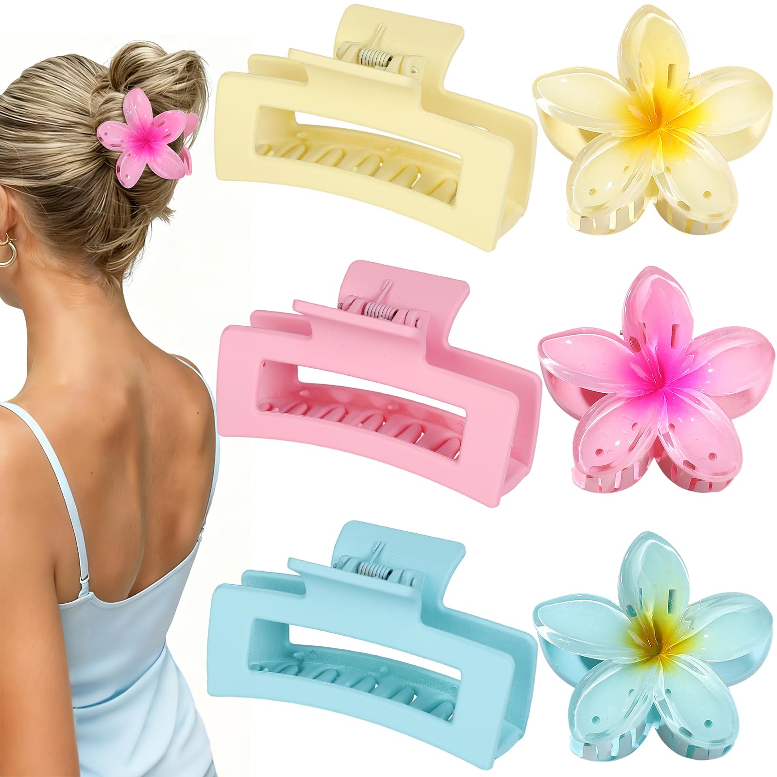 Amazon.com: Flower Hair Clips for Women Square Claw Clips for