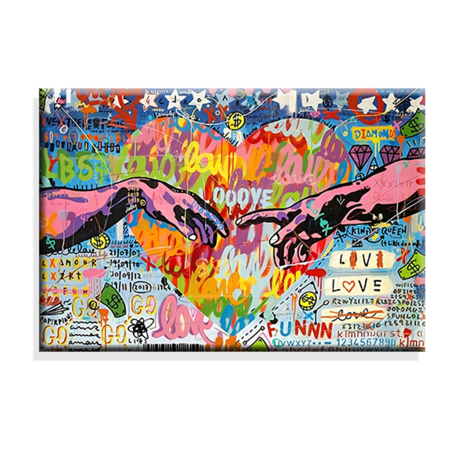 Guying Art Frameless Graffiti Art Canvas Creation Of Adam Paintings Hand Of God Posters And Prints Wall Art Pictures For Living Room Home Decor 80X120cm(31X47in)