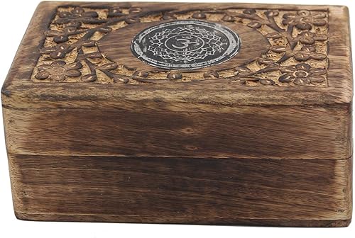 Miniatura 2 de Caja de almacenamiento de madera tallada a mano para chakras (corona)