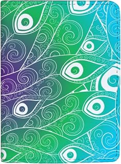 Carteira para passaporte com pena de pavão com motivo de olho de pássaro, capa de couro para passaporte, acessórios de viagem para homens e mulheres