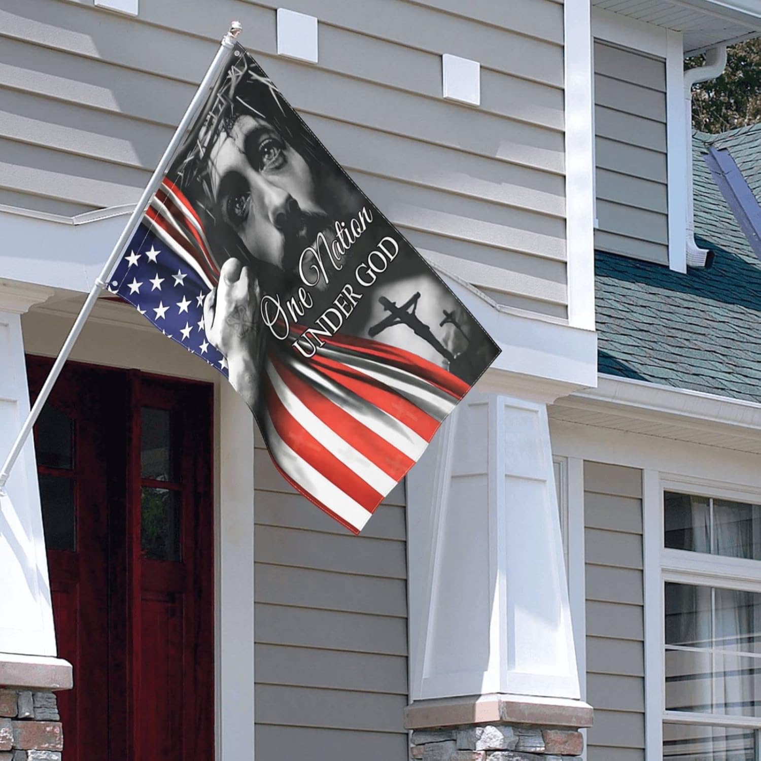 4x6 ft One Nation Under God Flag American Jesus Christian Flag God Christ House Flag God Bless USA 2022 Flag For Outdoor Decor