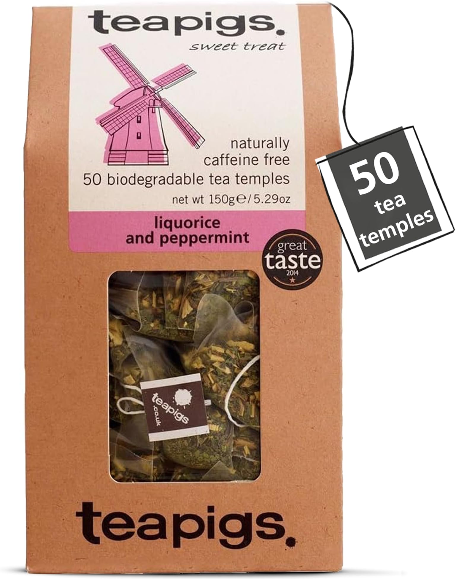 Teapigs Liquorice and Peppermint Tea Made With Whole Flowers (1 Pack of 50 Te...